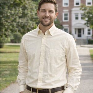 Gold Label Roundtree & Yorke Dress Shirt 17.5"-34 Yellow Non-Iron Pinpoint